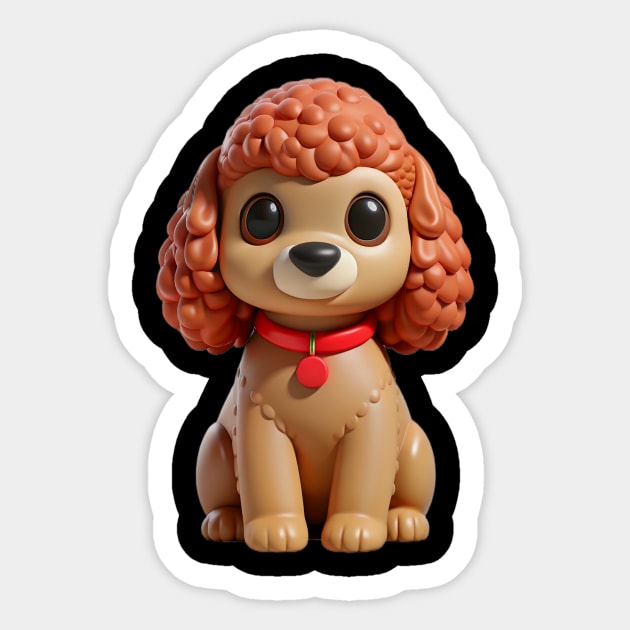 Cartoon Poodle Hypoallergenic Dog with Big Eyes & Cozy Vibes Sticker by IamActiveDog